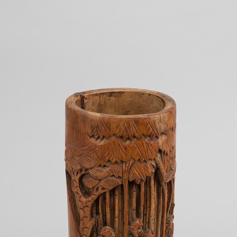 A CHINESE BAMBU BRUSH STAND 20TH CENTURY,