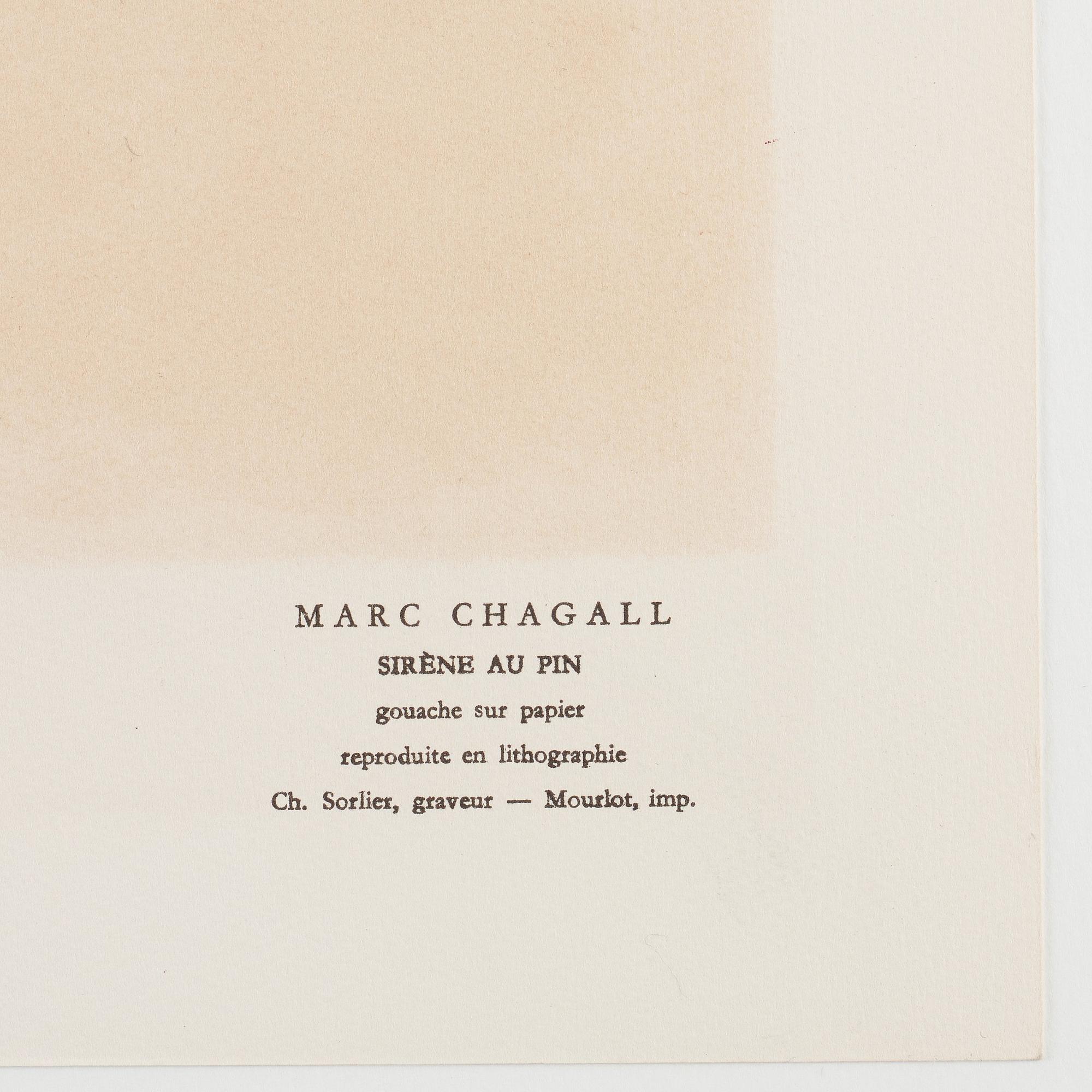 Marc Chagall After, "Sirène au pin", from: "Nice et la Côte d'Azur".