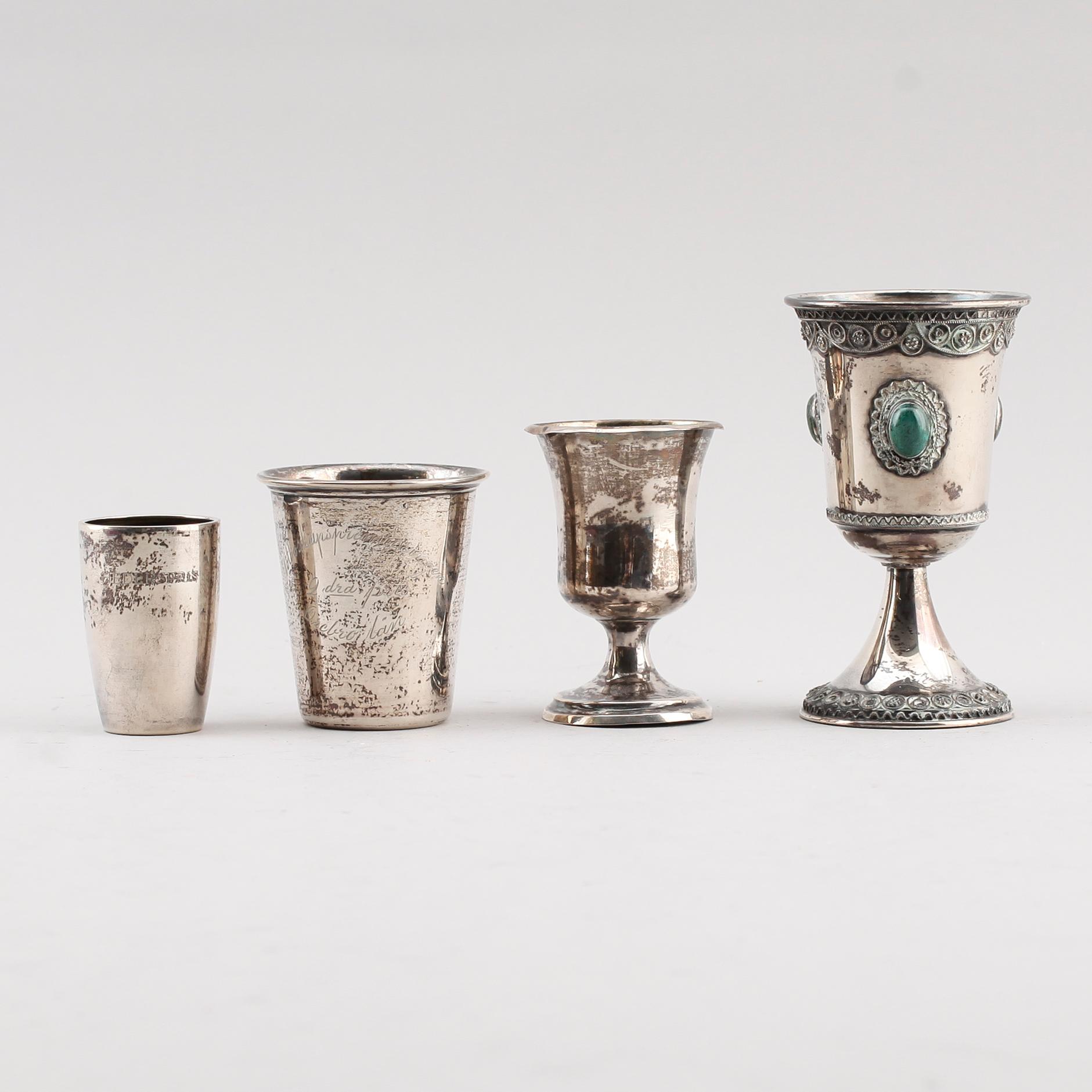 SILVERFÖREMÅL, 7 delar, 1800-/1900-tal. Total vikt ca 258 g.