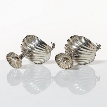Salt cellars, a pair, silver, Empire style, 20th century.