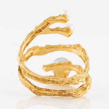 Björn Weckström, a ring, "Octobus", 18K gold with pearls, Lapponia.