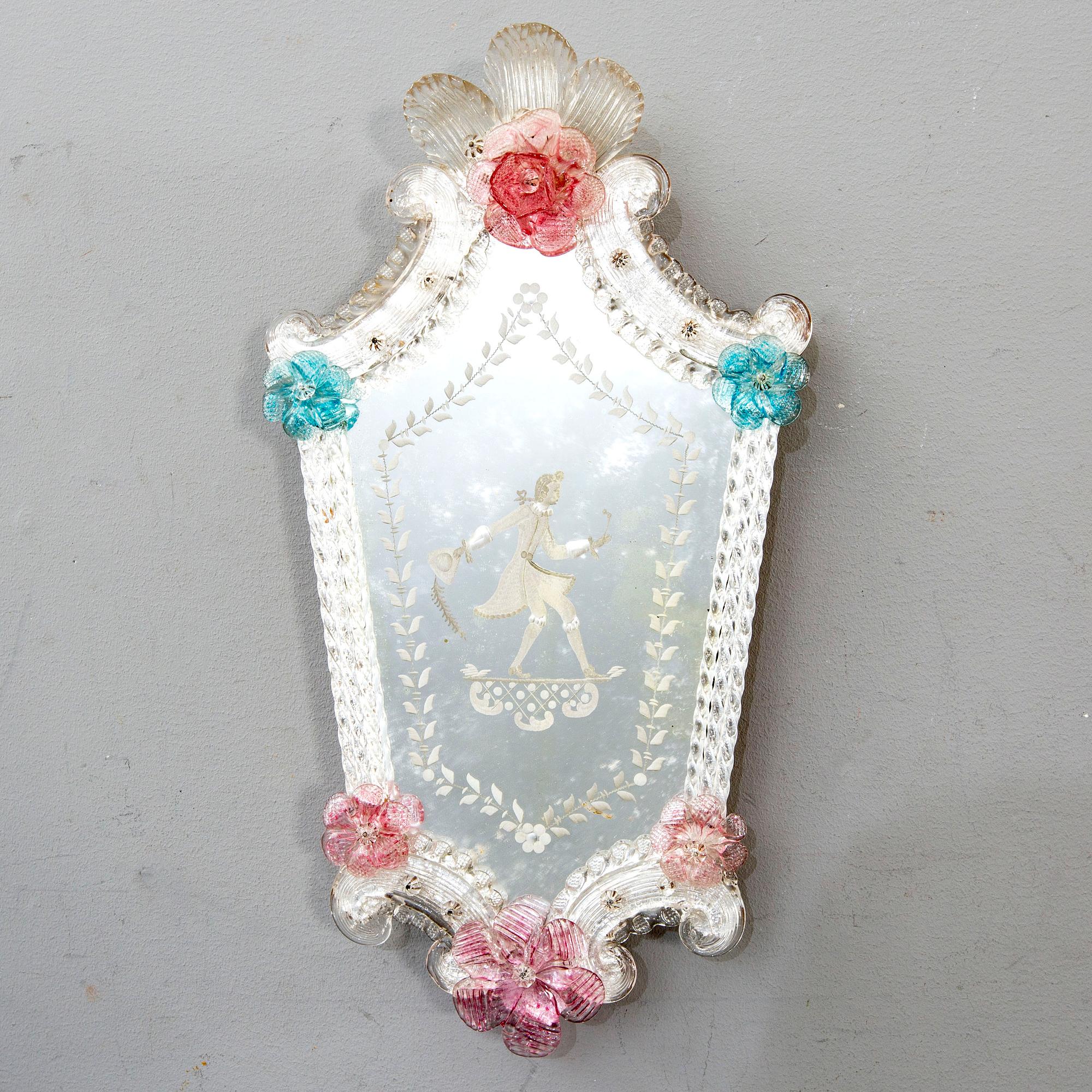 An mid 20th century mirror from Murano, Venice italy.