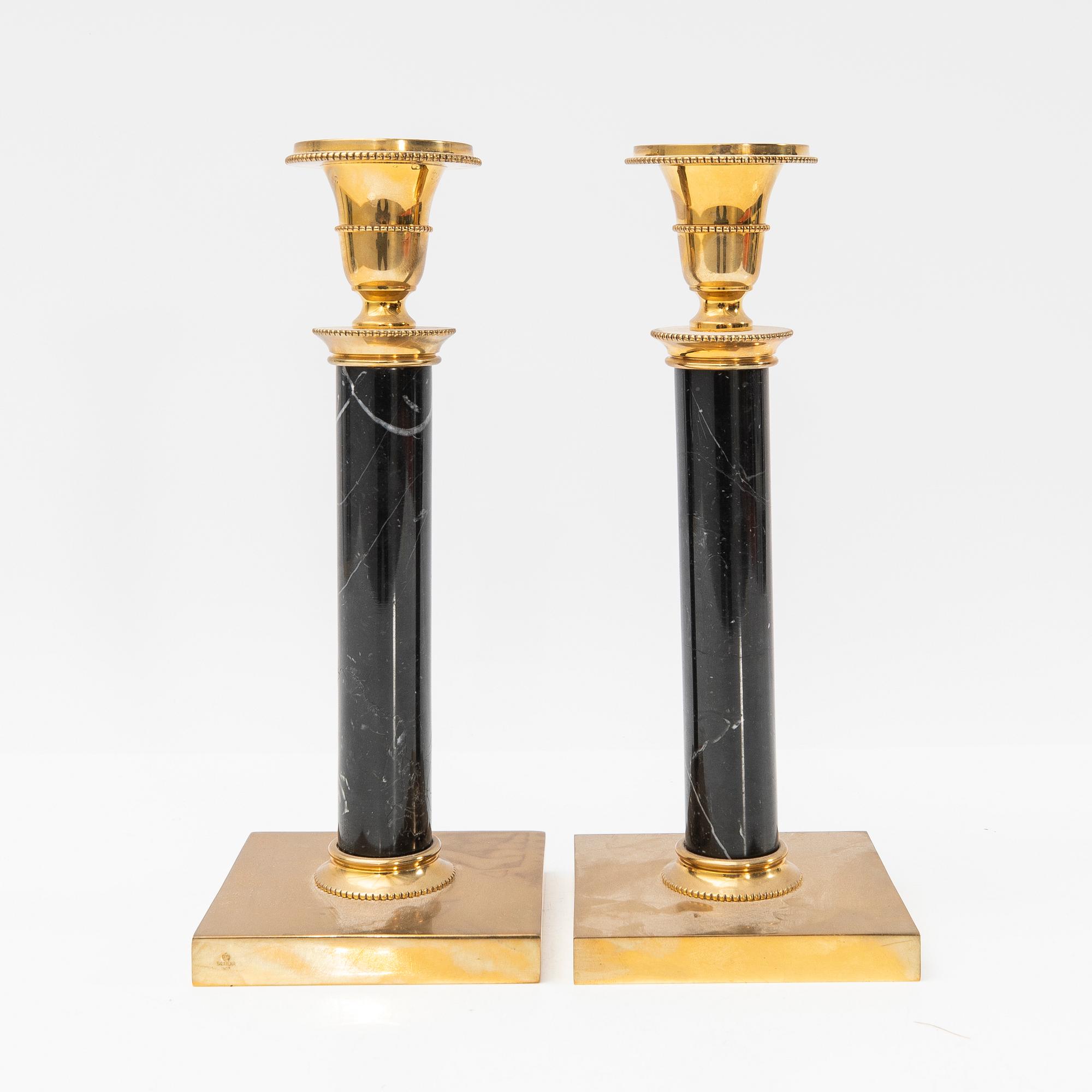 Ljusstakar, ett par, Skultuna, "Jubileumsljusstaken Adolf Fredrik".