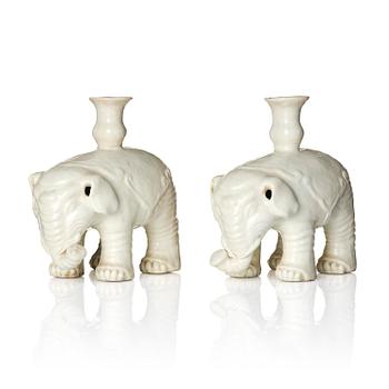 306. A pair of blanc de chine figures of elephants, 20th century.