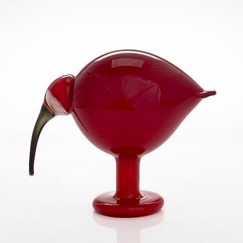 Oiva Toikka, a 'Red Ibis' glass bird, second quality, signed O. Toikka Nuutajärvi II.