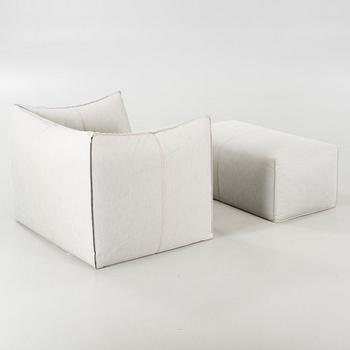 A "Le Bambole '07" armchair and a "Bambouff" footstool, designed by Mario Bellini, 21st century.