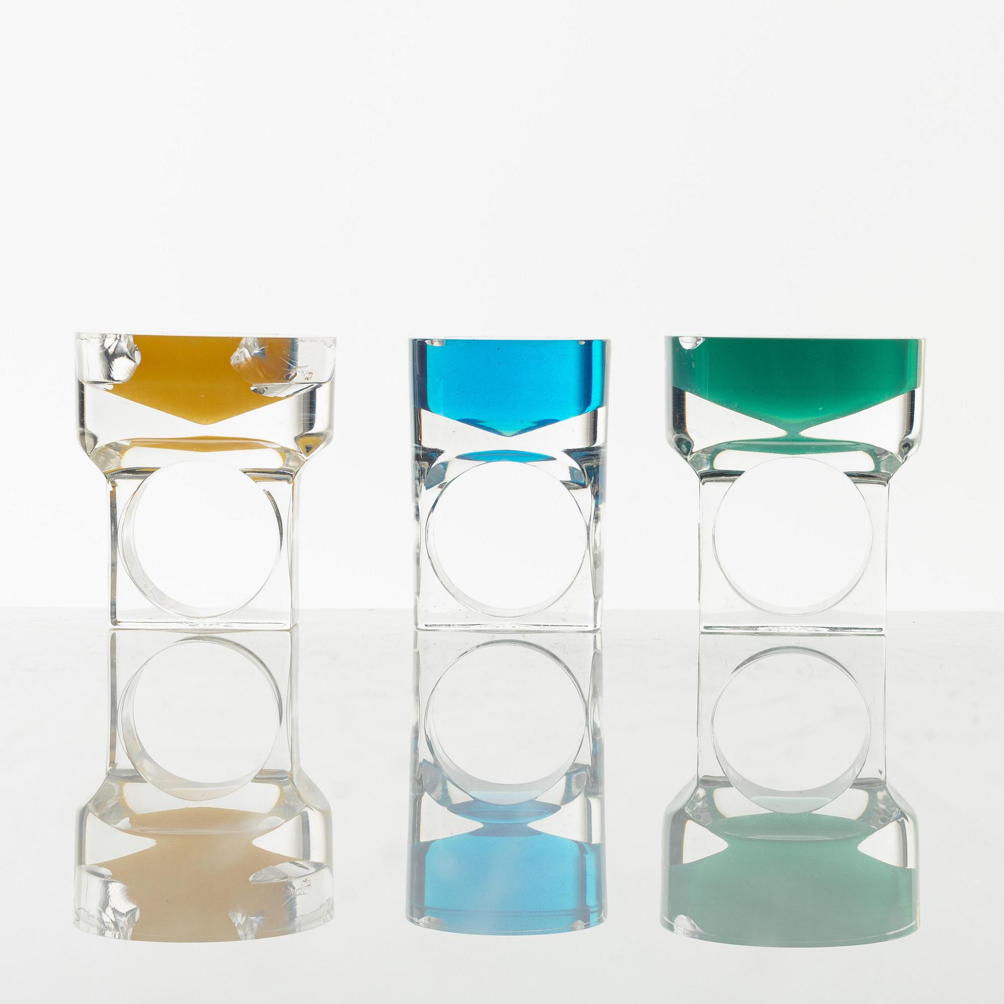 Siv Lagerström, three acrylic rings, 1970s.