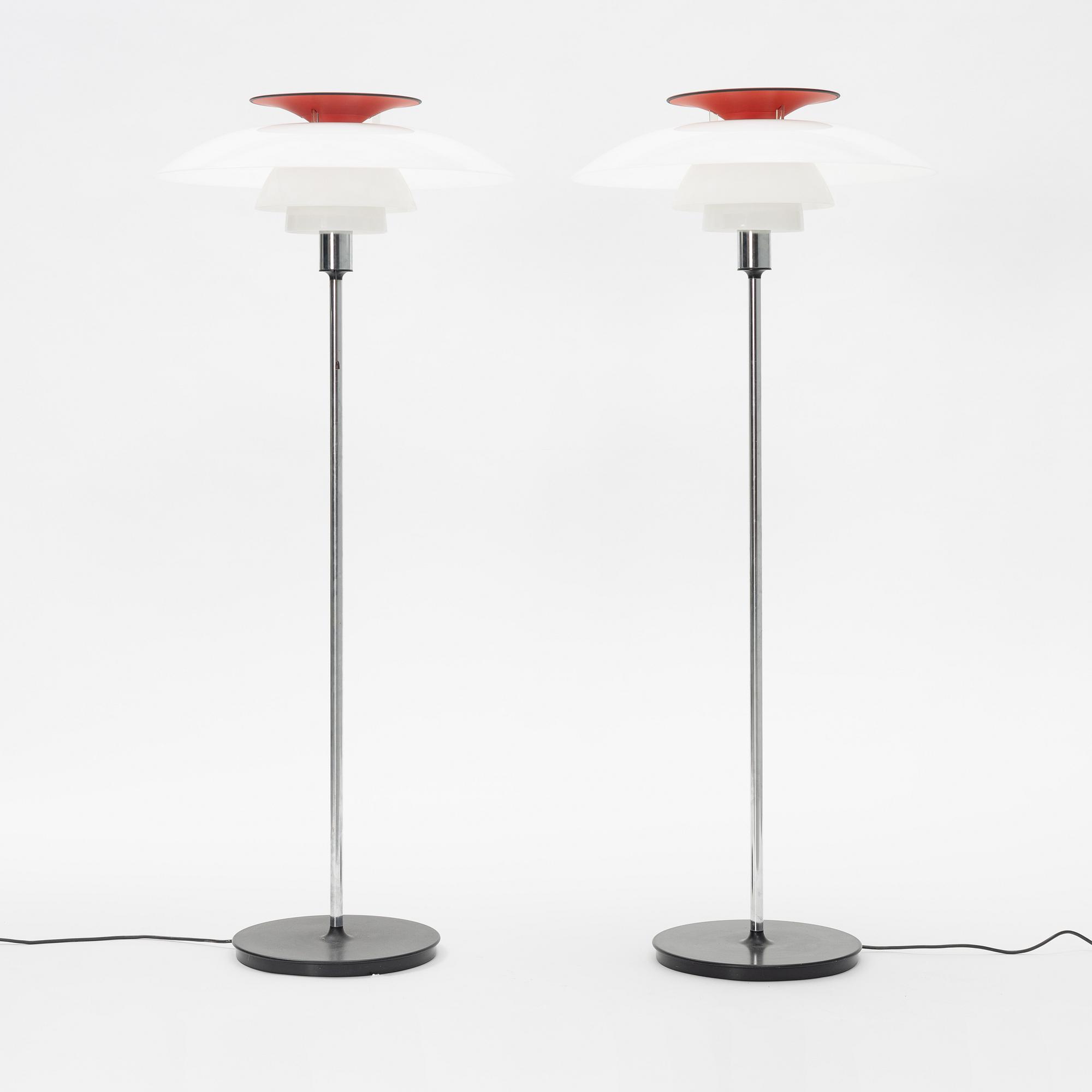 Poul Henningsen, golvlampor, ett par, PH-80, Louis Poulsen, Danmark.