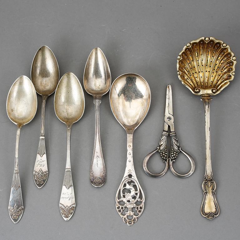 PARTI SILVER, 7 delar, bland annat CG Hallberg, 1900-tal. Vikt ca 220 g.