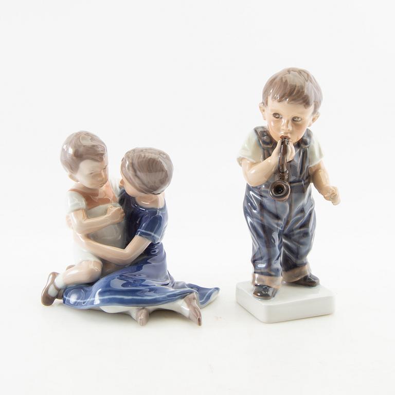 Figurines 7 pcs Royal Copenhagen/Bing & Grøndahl
 and Dahl Jensen mid/late 20th century porcelain.