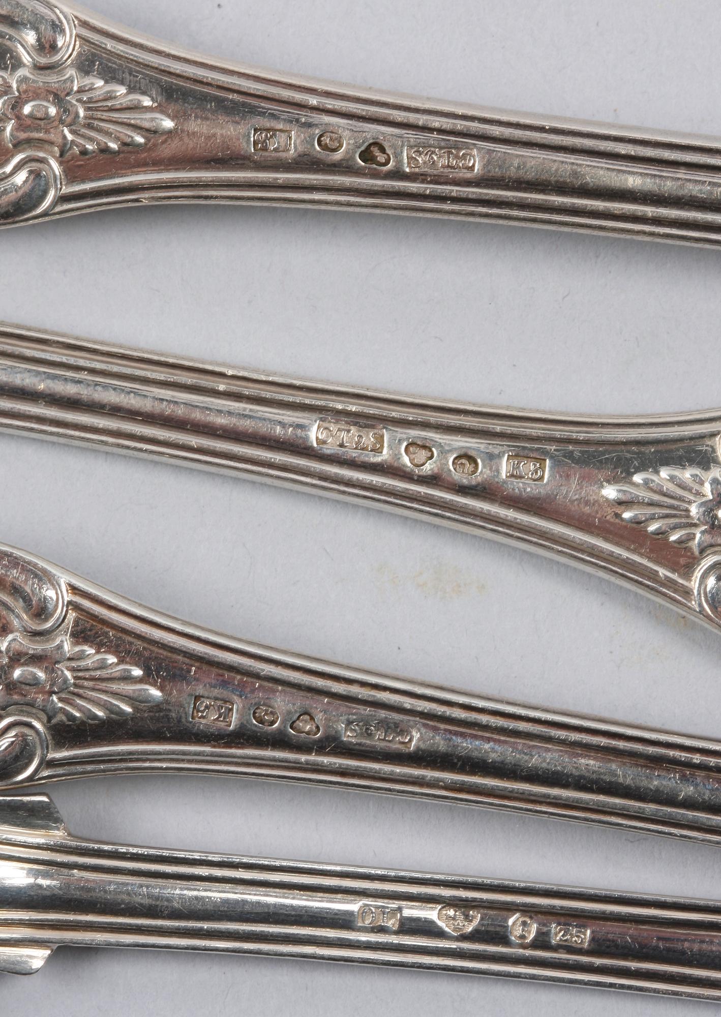 BESTICKSERVISDELAR, 10 delar, silver, flertal smeder bla Christopher Creutz, Stockholm, 1840-70-talet.