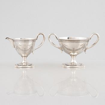 a silver sugar bowl and creamer, Denmark, 1904.