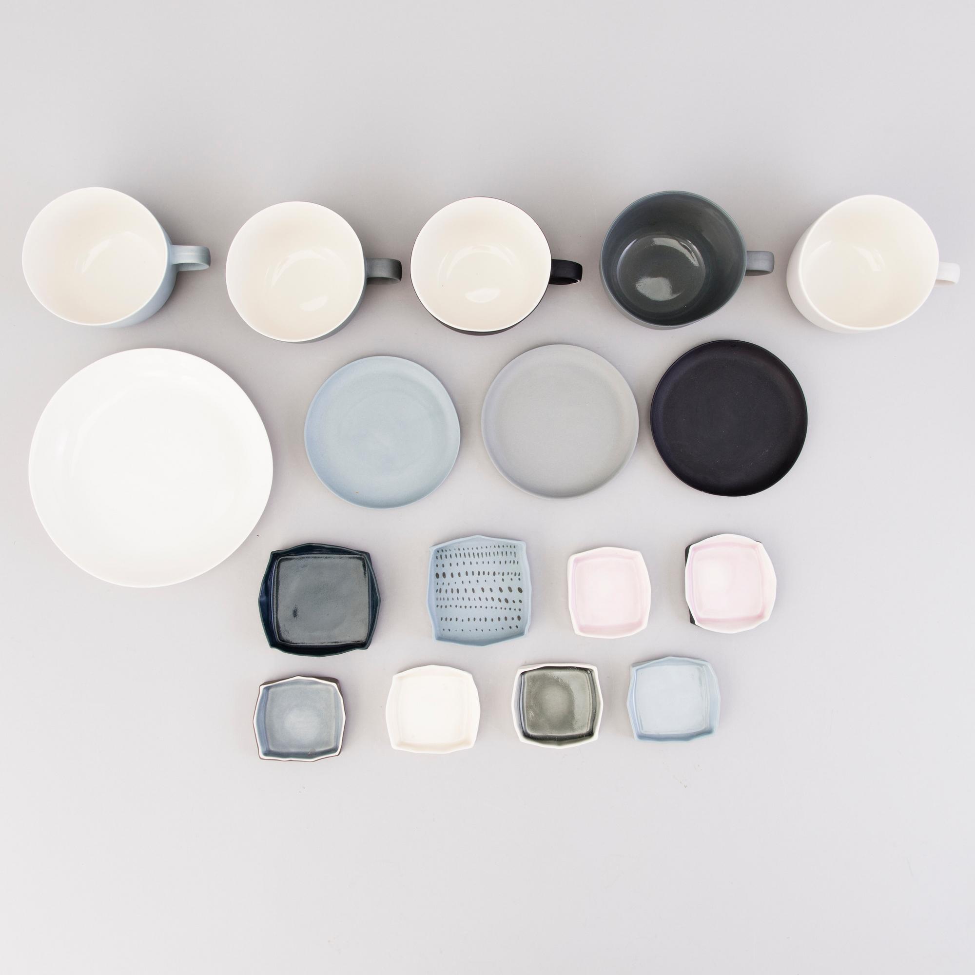 NATHALIE LAUTENBACHER, 'Linum' porcelain tableware and small plates, totally 26 pieces, signed and dated. Around 2010.