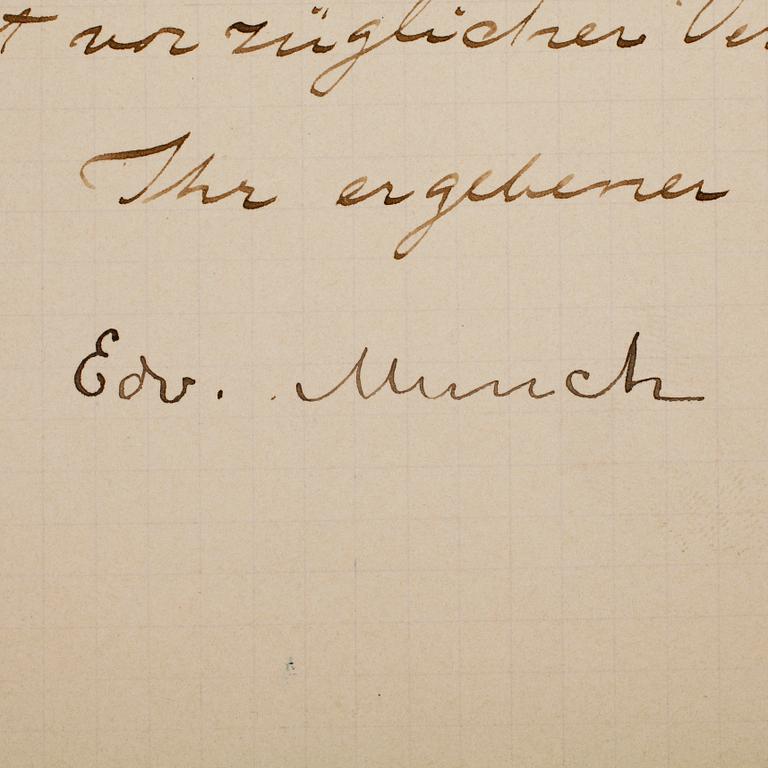 EDVARD MUNCH (1863-1944), egenhändigt brev med signatur.