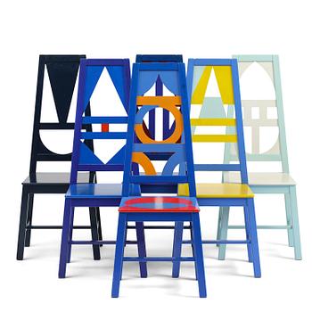 91. Mårten Andersson, a set of six chairs, "Från gryning till natt" (From Dawn to Night), 1998.