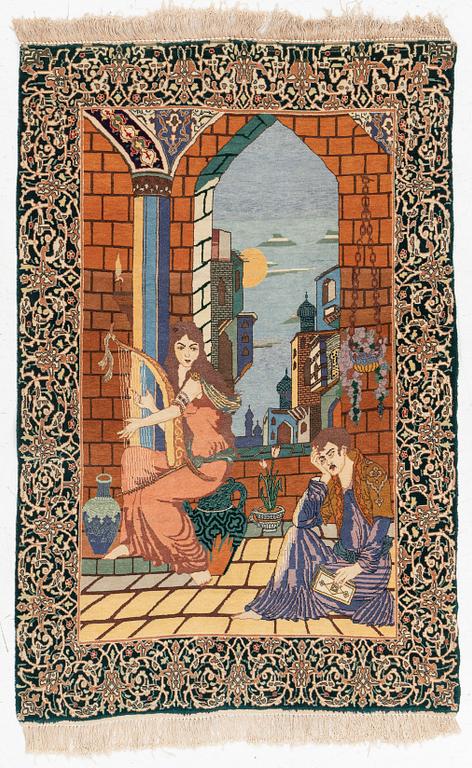 Matta, Täbris, figural, ca 152 x 100 cm.