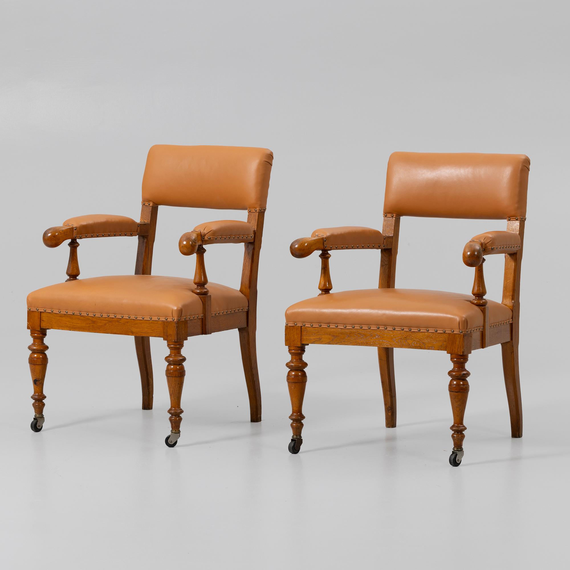 Armchairs, a pair, probably England, early 20th century.