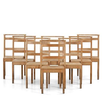 62. Ella Öström, a set of eight chairs, for St. Thomas Church, Vällingby, 1960.