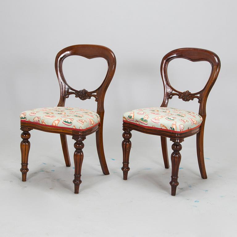 Matbord och stolar, 8 st, mahogny, regency-stil, 1900-talets slut.