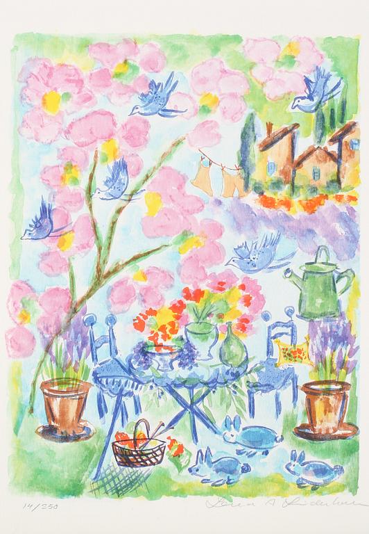 LENA LINDERHOLM, färglitografi, signerad och numrerad 14/250.