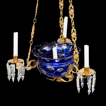 A late Empire gilt metal and glass chandelier, mid 19th Century.