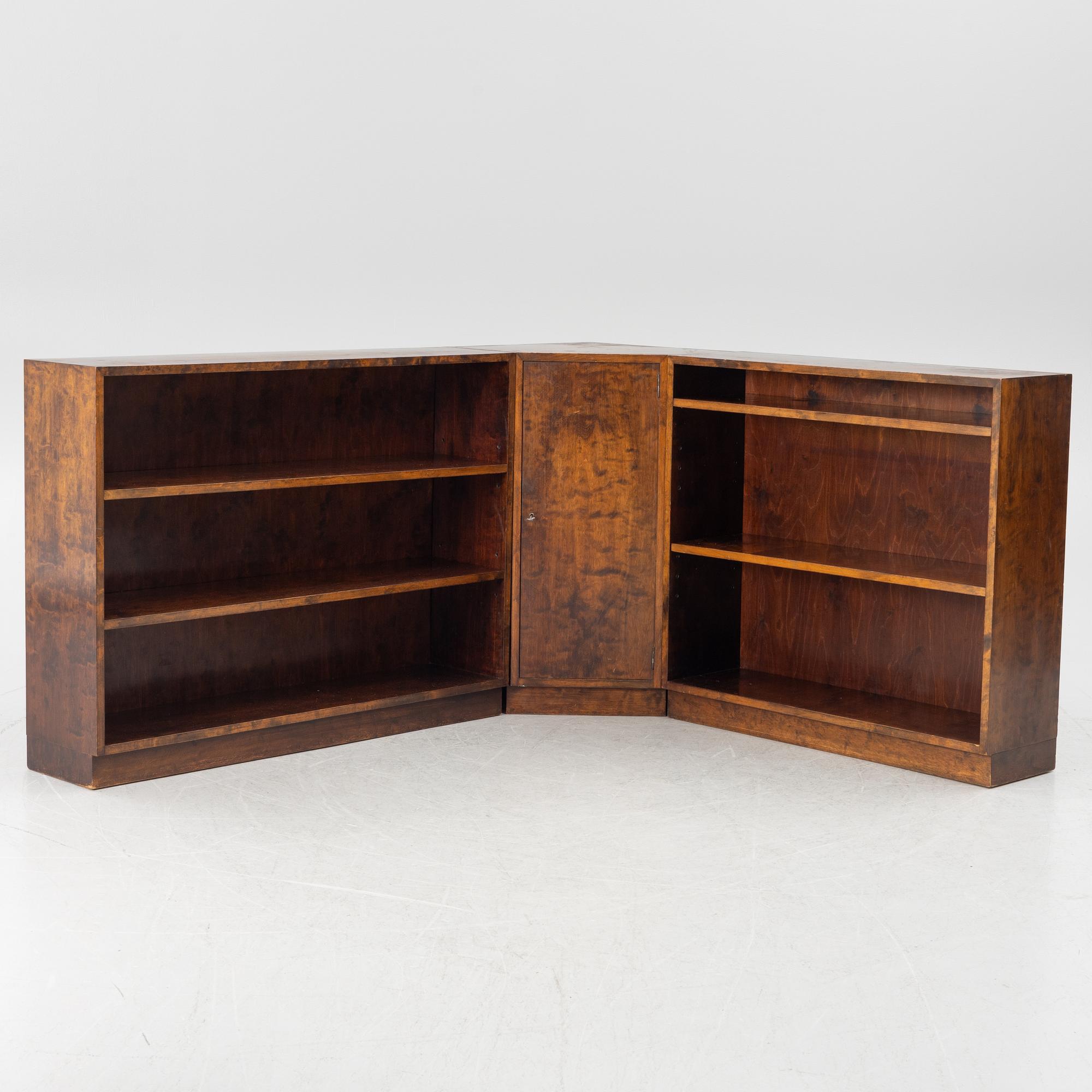 A Three part bookcase with cabinet, functionalism, 1930s.