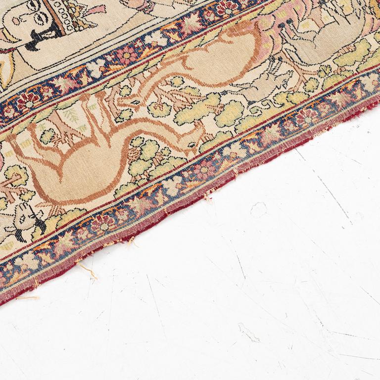 An antique Kerman Laver rug, South Persia, signed c.206 x 133 cm.