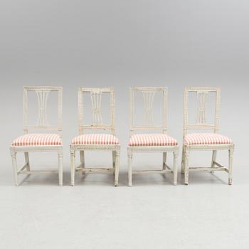 A set of four late gustavian chairs, Lindome, early 1800s.