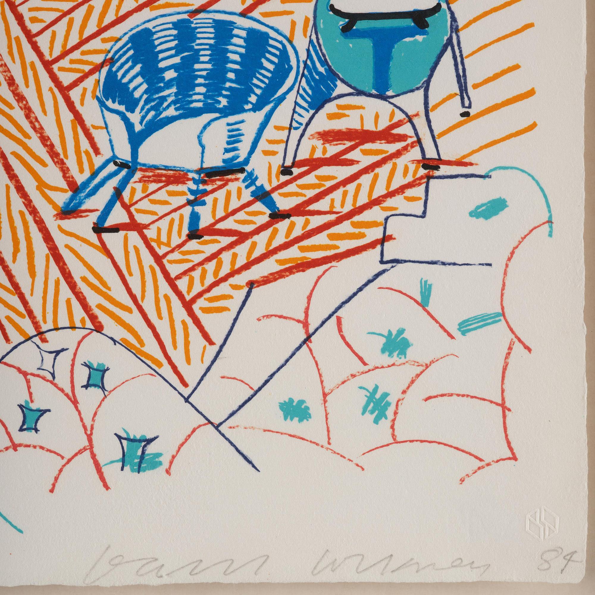 David Hockney, "Pembroke Studio with Blue Chairs and Lamp" from: "Moving Focus".