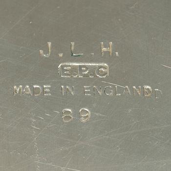 Covered bowl, silver plate, JLH, England.