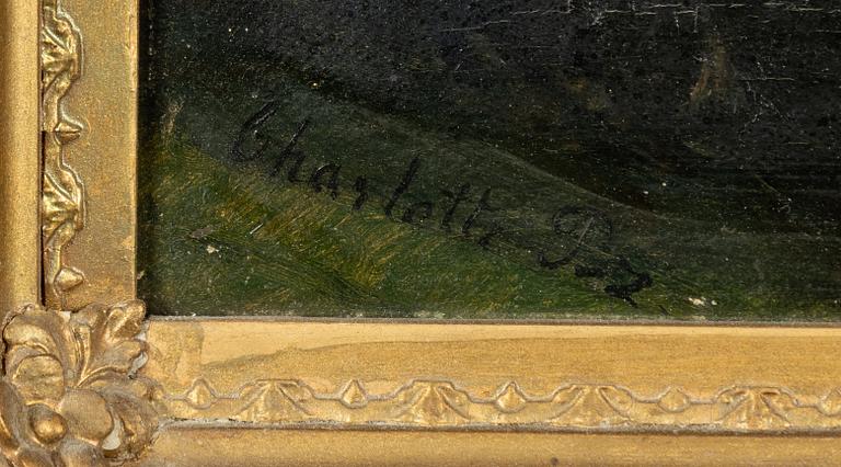 Swedish artist, around 1860. Landscape with steam locomotive.