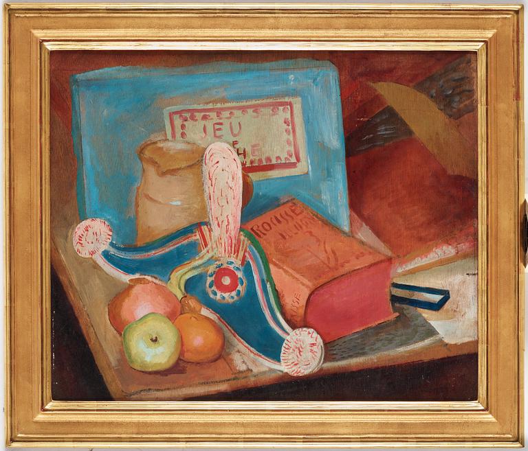 Isaac Grünewald, "Still life with toy hat" (Stilleben med leksakskask).