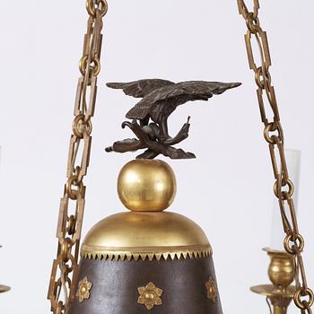 An Empire-style second half 19th century six-light hanging lamp.