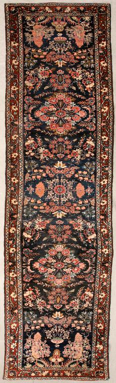 Hamadan semi-antique runner, approximately 418x100 cm.