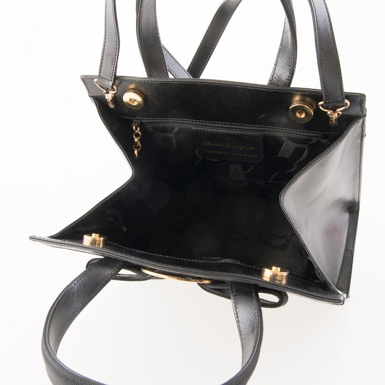 Salvatore Ferragamo, Vara Bow Black Leather and Ribbon Handbag.