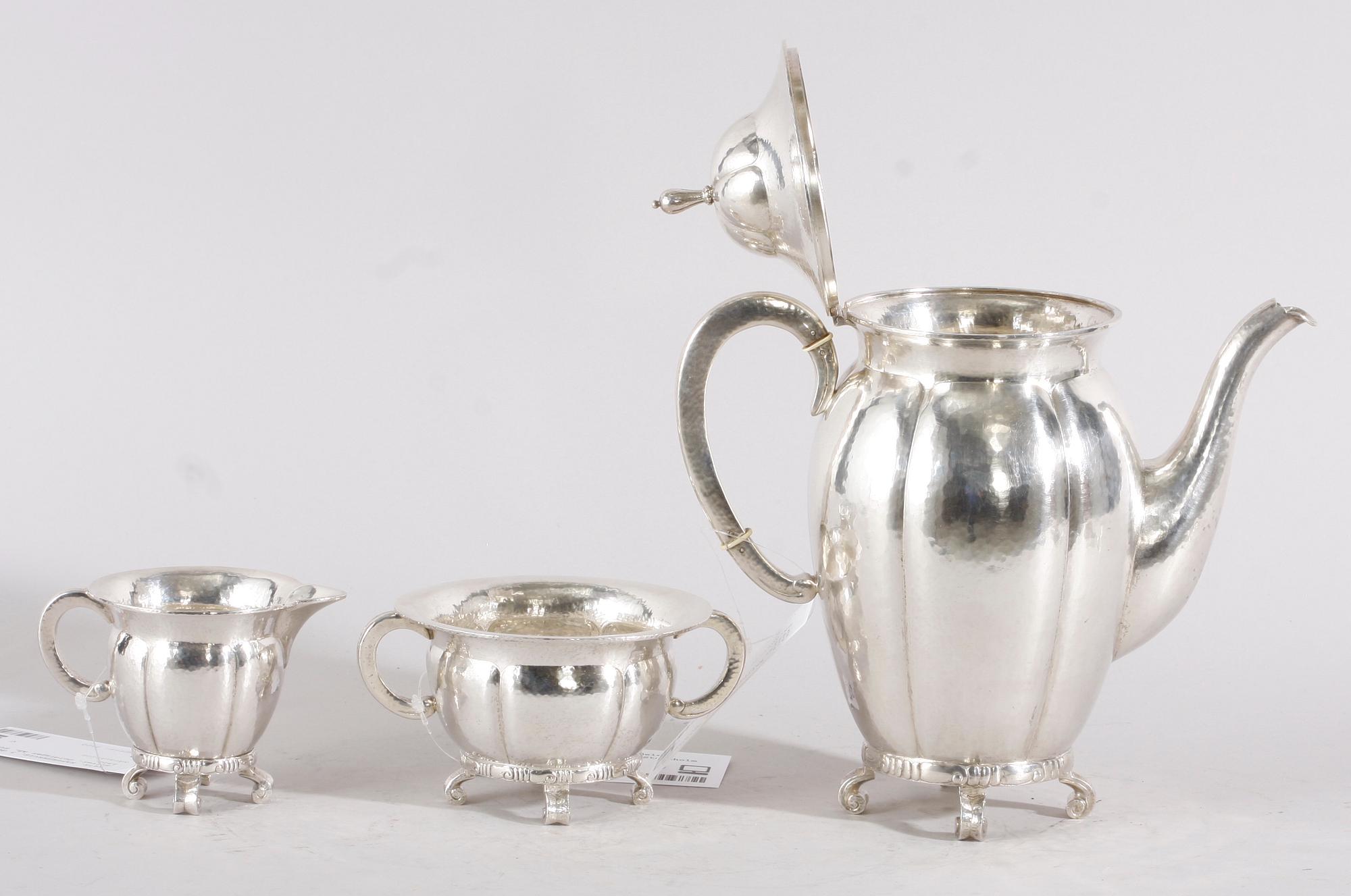 KAFFESERVIS, 3 delar. Silver. Guldlager AB, Stockholm 1922.