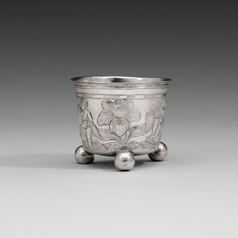 A Swedish early 18th century silver beaker, marks of Ferdinand Sehl d.ä., Stockholm 1707.