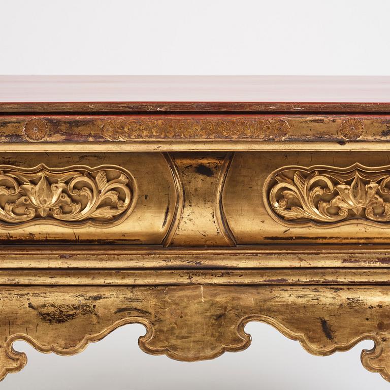 A Japanese lacquered and qilded Buddhist altar table or Butsudan.  Edo period (1603-1868).