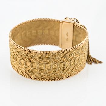 Armband, 18K guld med tofsar och rosa stenar, Italiensk stämpel.