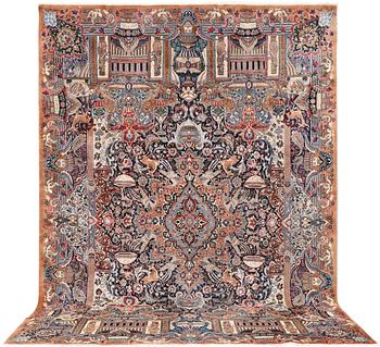 A figural Kashmar carpet, c. 352 x 247 cm.