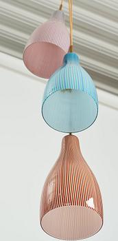 Massimo Vignelli, a three lights ceiling lamp, Venini 1950's, model nr 4028.