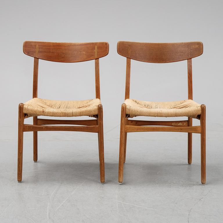 Six matched model CH-23 'Spisestolen' chairs by Hans J Wegner for Carl Hansen & Son, designed 1951.