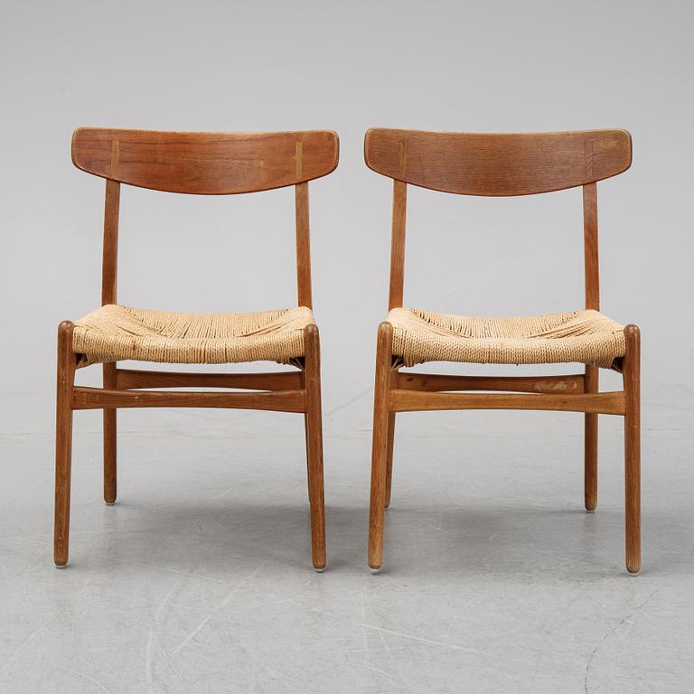 Hans J Wegner, stolar, 6 stycken (4+2), "Spisestolen", CH-23, Carl Hansen & Son, Odense Danmark, formgiven 1951.