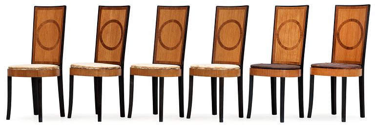 A set of six Axel Einar Hjorth 'Ceylon' chairs, Nordiska Kompaniet, Stockholm 1930.