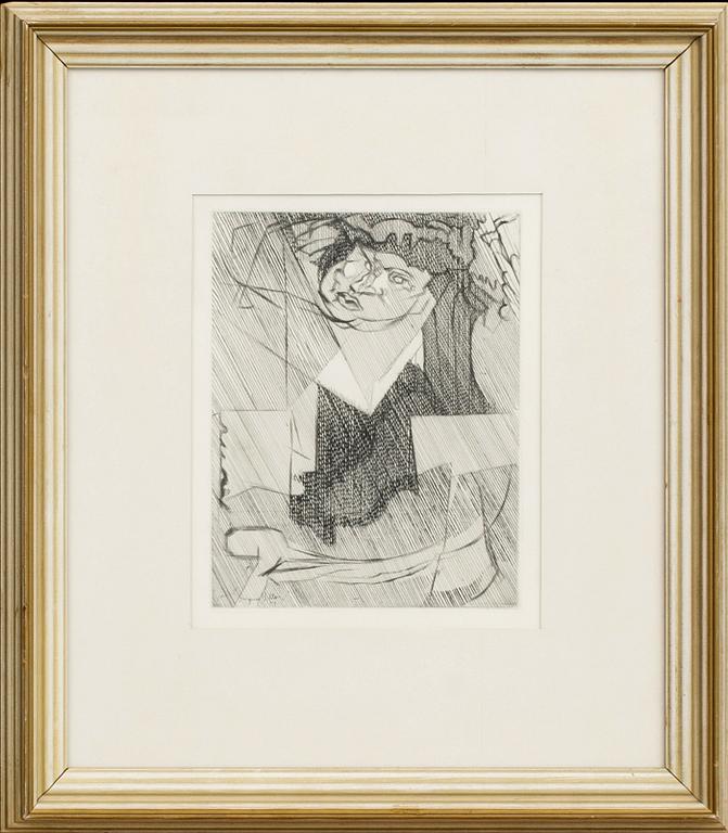 JACQUES VILLON, etsning, signerad i plåten och daterad -51, ur XX:e siècle nr 2 1952.