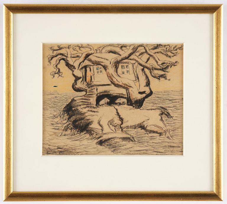 Carl Fredrik Hill, Treehouse with figure and animal.