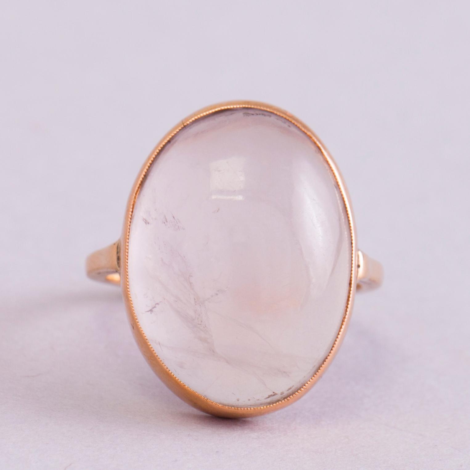 A 1950s three piece jewellery set with 14K gold and rose quartz.