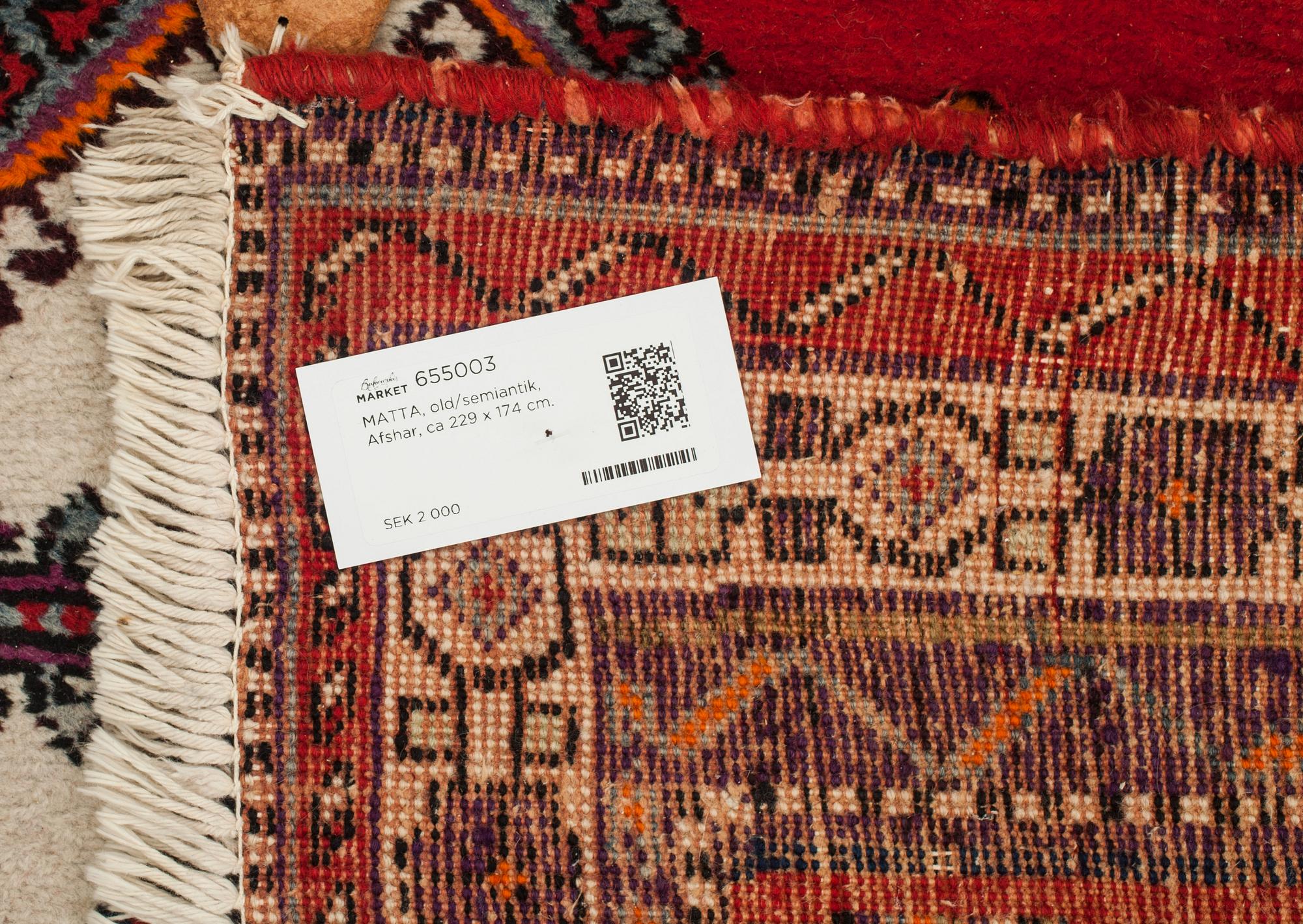 MATTA, old/semiantik, Afshar, ca 229 x 174 cm.