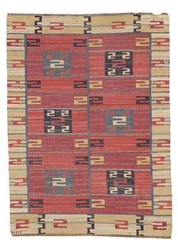 250. Märta Måås-Fjetterström, matto, "Röda Esset", flat weave, ca 203-207,5 x 148-149 cm, signed MMF.