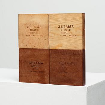HANS J WEGNER, a set of four candlesticks, Getama, Denmark, made for the employees at Getama.